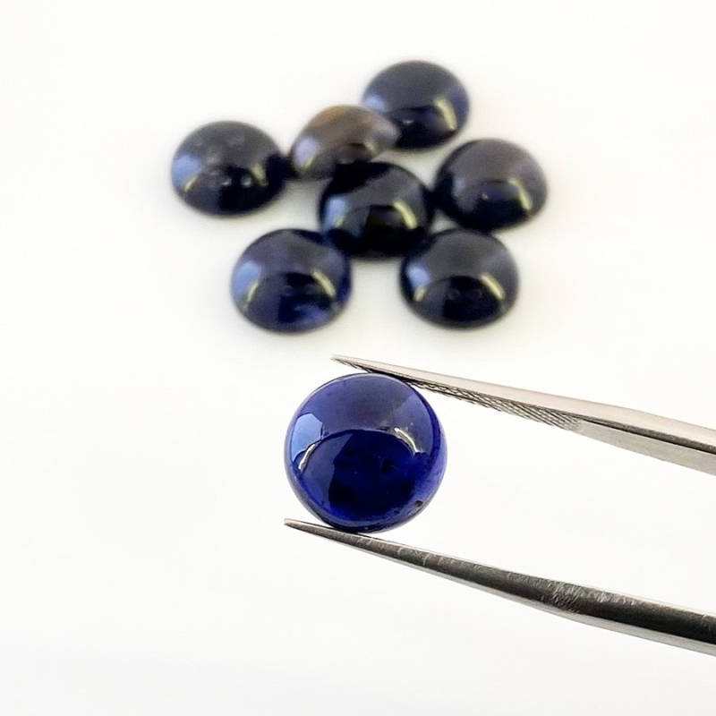 26.25 Carat Iolite 10mm Smooth Round Shape A Grade Cabochons Parcel - Total 8 Pcs.