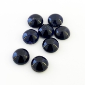 26.25 Carat Iolite 10mm Smooth Round Shape A Grade Cabochons Parcel - Total 8 Pcs.
