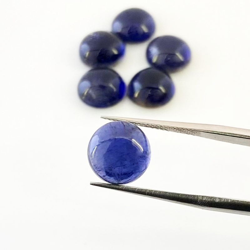 19.25 Carat Iolite 10mm Smooth Round Shape A Grade Cabochons Parcel - Total 6 Pcs.