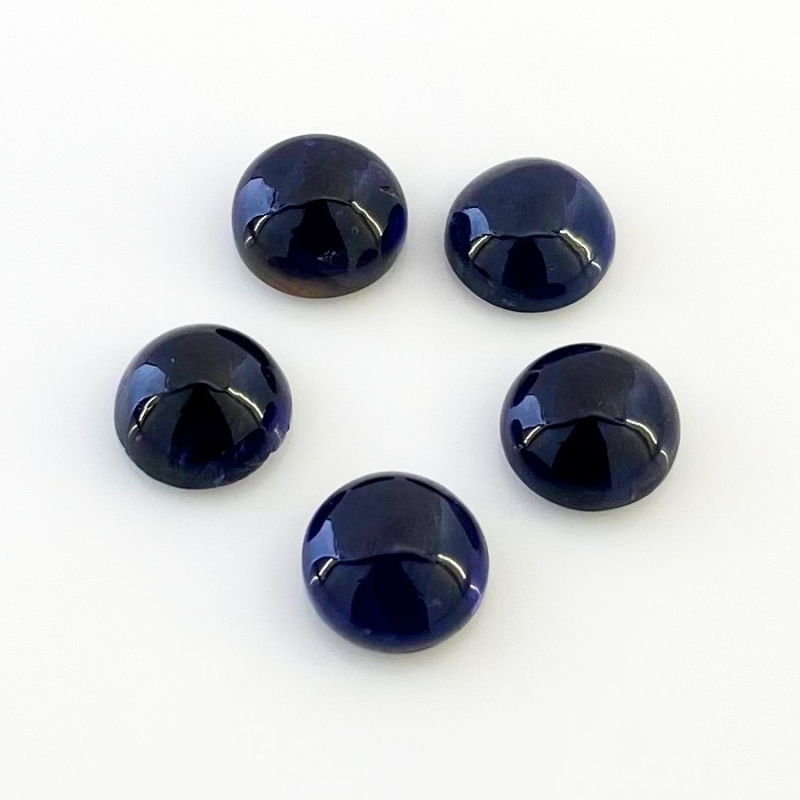 17.10 Carat Iolite 10mm Smooth Round Shape A Grade Cabochons Parcel - Total 5 Pcs.