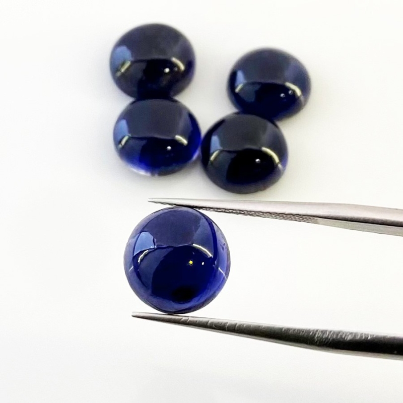 17.10 Carat Iolite 10mm Smooth Round Shape A Grade Cabochons Parcel - Total 5 Pcs.