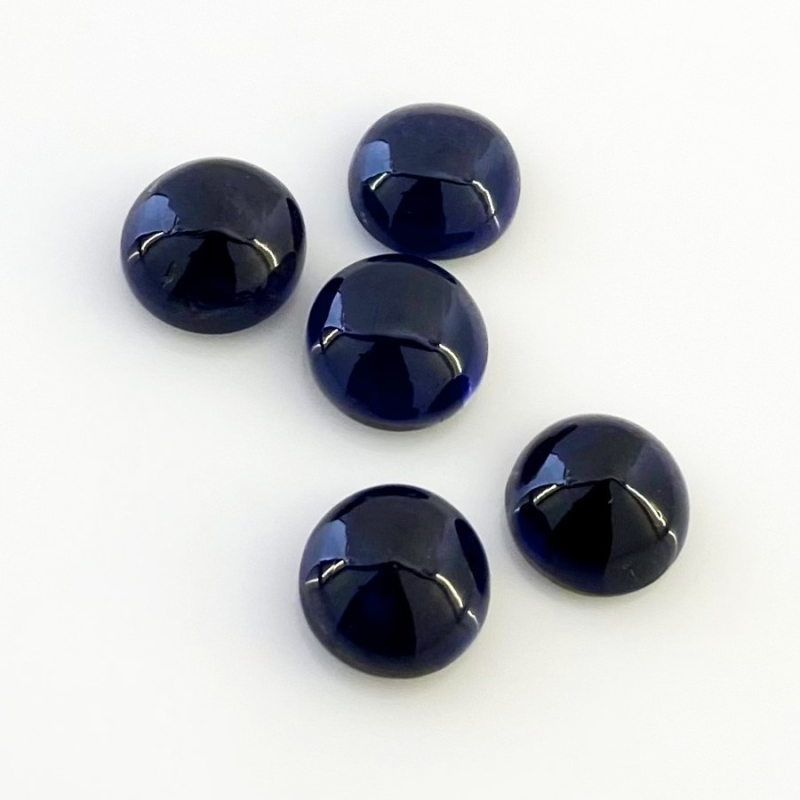 17.10 Carat Iolite 10mm Smooth Round Shape A Grade Cabochons Parcel - Total 5 Pcs.