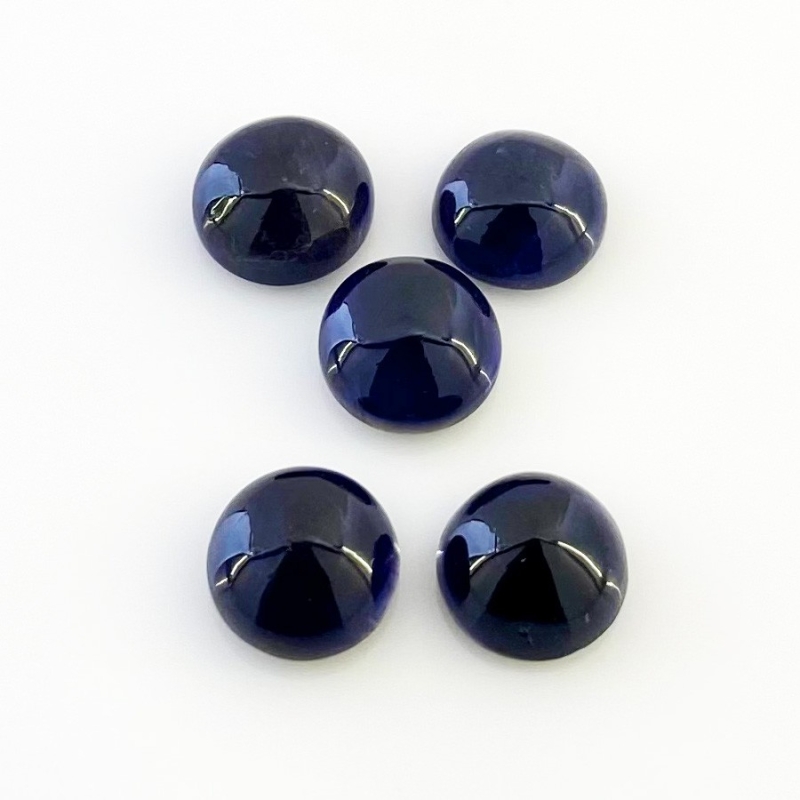 17.10 Carat Iolite 10mm Smooth Round Shape A Grade Cabochons Parcel - Total 5 Pcs.