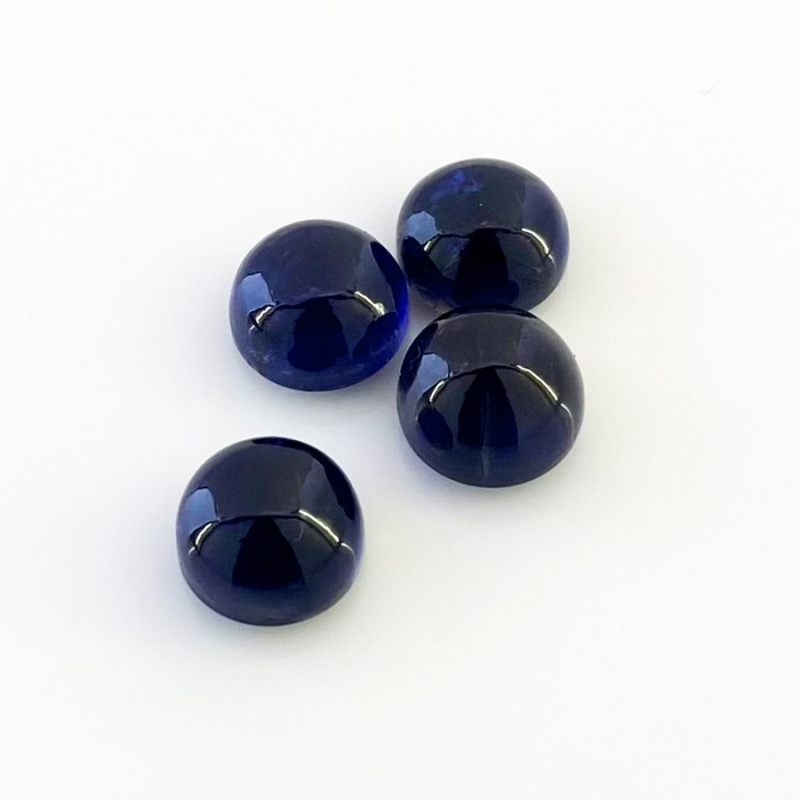 19.20 Carat Iolite 10mm Smooth Round Shape A Grade Cabochons Parcel - Total 4 Pcs.