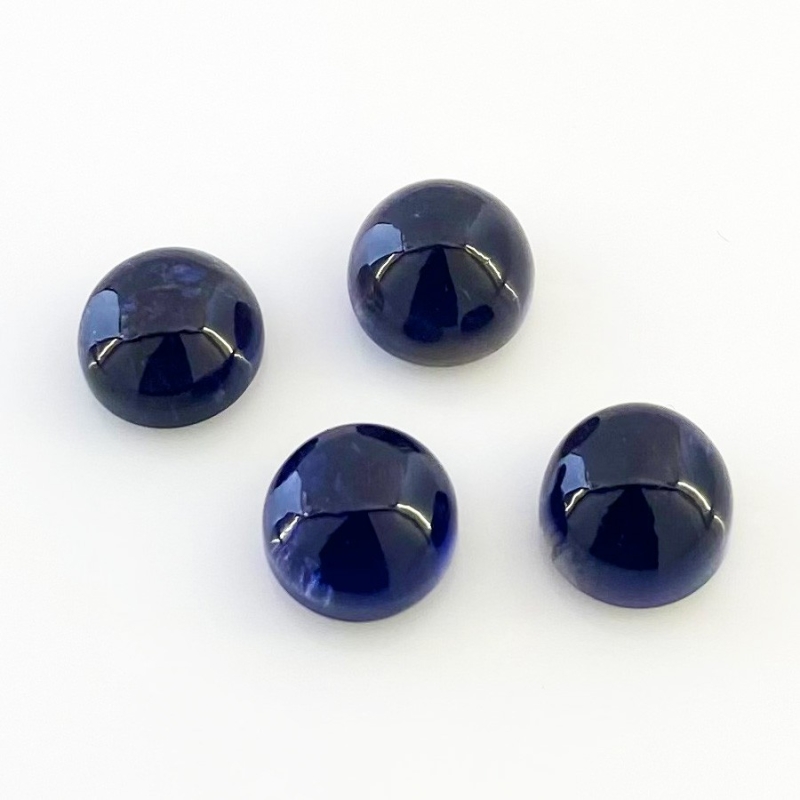 19.20 Carat Iolite 10mm Smooth Round Shape A Grade Cabochons Parcel - Total 4 Pcs.