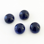 19.20 Carat Iolite 10mm Smooth Round Shape A Grade Cabochons Parcel - Total 4 Pcs.
