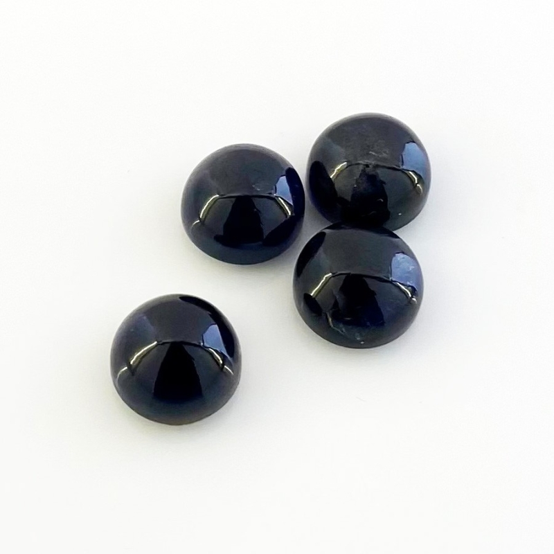 18.40 Carat Iolite 10mm Smooth Round Shape A Grade Cabochons Parcel - Total 4 Pcs.