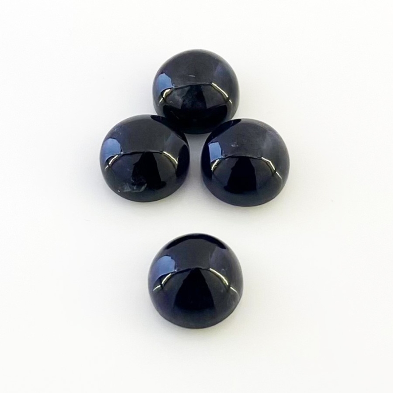 18.40 Carat Iolite 10mm Smooth Round Shape A Grade Cabochons Parcel - Total 4 Pcs.