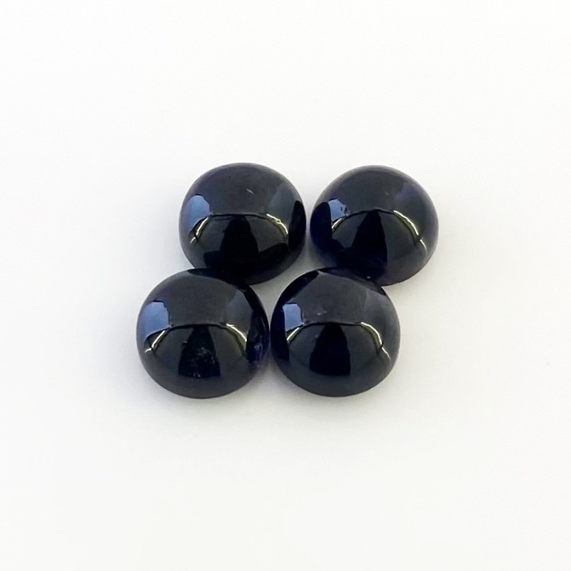 18.40 Carat Iolite 10mm Smooth Round Shape A Grade Cabochons Parcel - Total 4 Pcs.