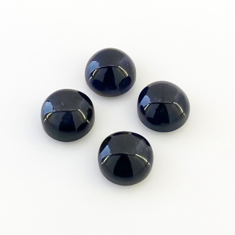 18.40 Carat Iolite 10mm Smooth Round Shape A Grade Cabochons Parcel - Total 4 Pcs.