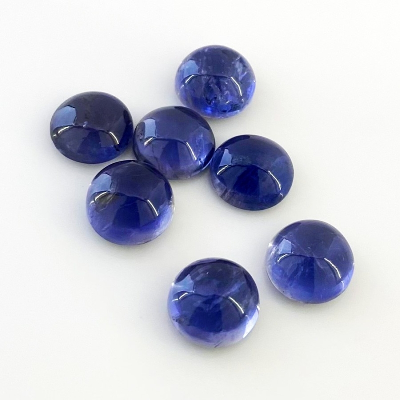 33.25 Carat Iolite 11mm Smooth Round Shape A Grade Cabochons Parcel - Total 7 Pcs.