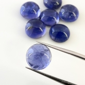 33.25 Carat Iolite 11mm Smooth Round Shape A Grade Cabochons Parcel - Total 7 Pcs.