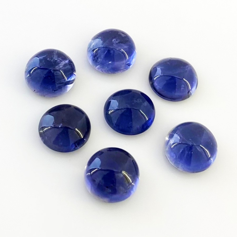 33.25 Carat Iolite 11mm Smooth Round Shape A Grade Cabochons Parcel - Total 7 Pcs.