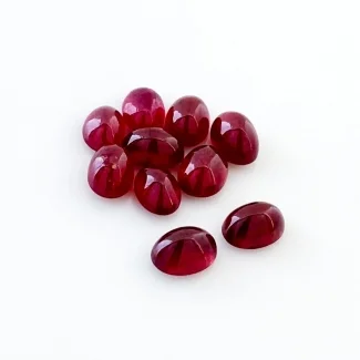 14.7 Carat Ruby 7x5mm Smooth Oval Shape AA Grade Cabochons Parcel - Total 10 Pcs.