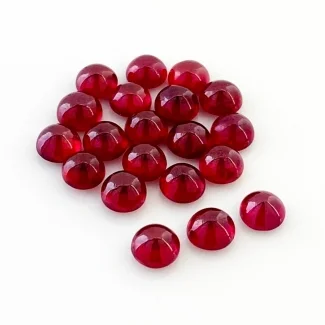 28.55 Carat Ruby 6mm Smooth Round Shape AA Grade Cabochons Parcel - Total 20 Pcs.