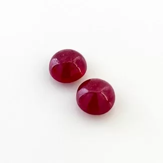Ruby Smooth Round Shape AA Grade Cabochon Parcel - 8mm - 2 Pc. - 6.95 Carat