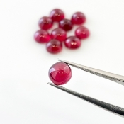 13.75 Cts. Ruby 6mm Smooth Round Shape AA Grade Cabochons Parcel - Total 10 Pcs.