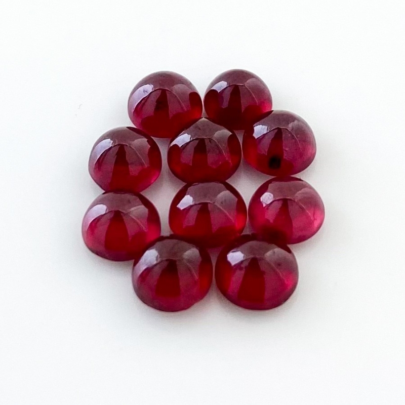 13.75 Cts. Ruby 6mm Smooth Round Shape AA Grade Cabochons Parcel - Total 10 Pcs.
