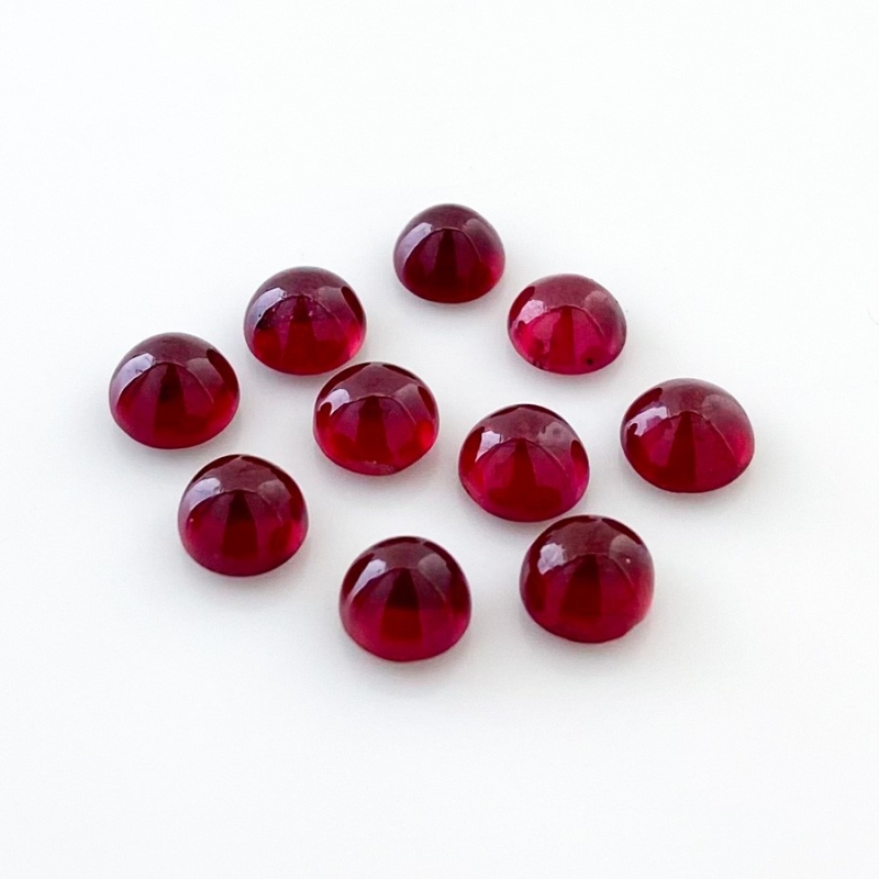 13.75 Cts. Ruby 6mm Smooth Round Shape AA Grade Cabochons Parcel - Total 10 Pcs.