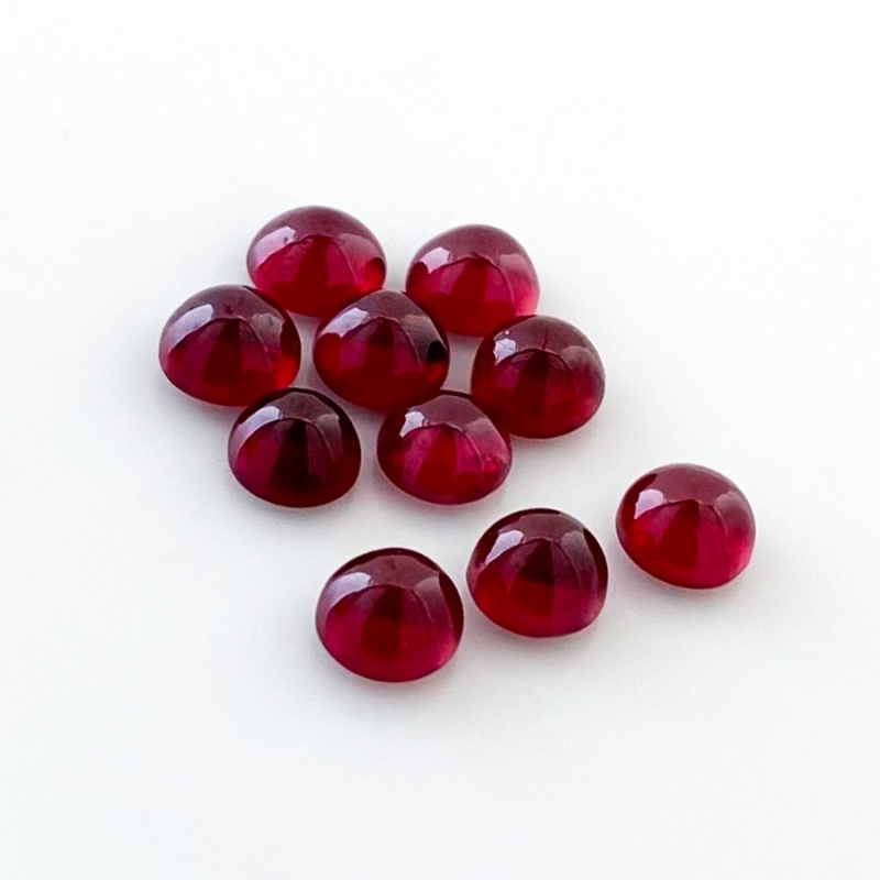 13.75 Cts. Ruby 6mm Smooth Round Shape AA Grade Cabochons Parcel - Total 10 Pcs.