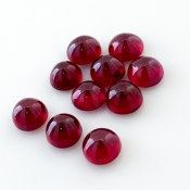 13.75 Cts. Ruby 6mm Smooth Round Shape AA Grade Cabochons Parcel - Total 10 Pcs.