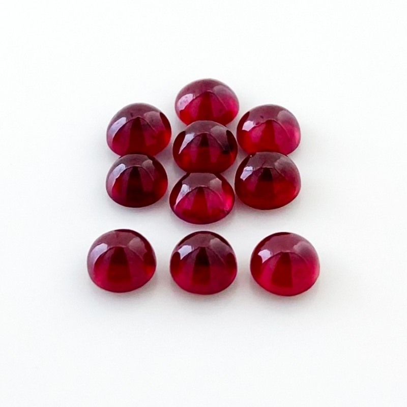 13.75 Cts. Ruby 6mm Smooth Round Shape AA Grade Cabochons Parcel - Total 10 Pcs.