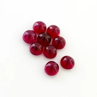 16.10 Cts. Ruby 6mm Smooth Round Shape AA Grade Cabochons Parcel - Total 9 Pcs.