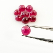 16.10 Cts. Ruby 6mm Smooth Round Shape AA Grade Cabochons Parcel - Total 9 Pcs.