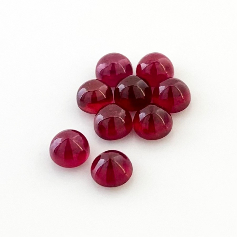 16.10 Cts. Ruby 6mm Smooth Round Shape AA Grade Cabochons Parcel - Total 9 Pcs.