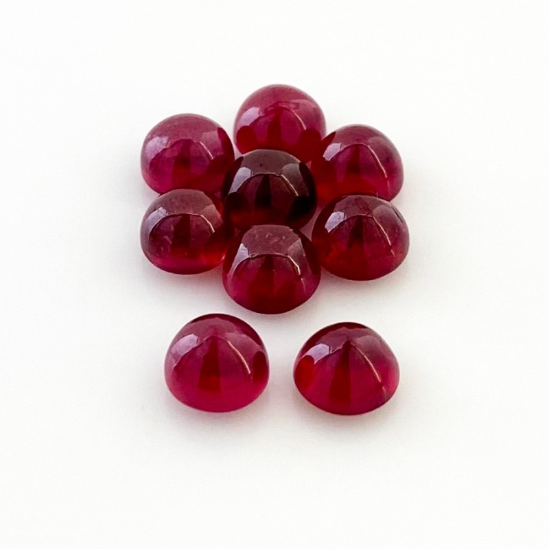 16.10 Cts. Ruby 6mm Smooth Round Shape AA Grade Cabochons Parcel - Total 9 Pcs.