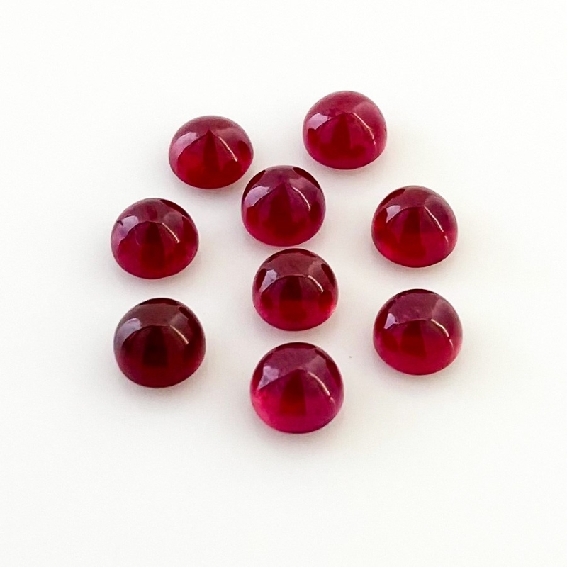16.10 Cts. Ruby 6mm Smooth Round Shape AA Grade Cabochons Parcel - Total 9 Pcs.