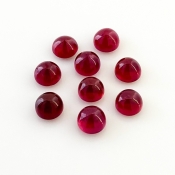 16.10 Cts. Ruby 6mm Smooth Round Shape AA Grade Cabochons Parcel - Total 9 Pcs.