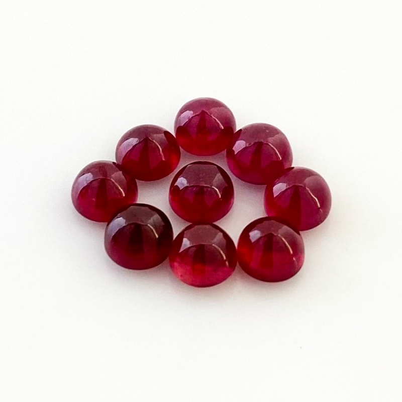 16.10 Cts. Ruby 6mm Smooth Round Shape AA Grade Cabochons Parcel - Total 9 Pcs.