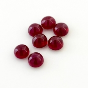 12.15 Cts. Ruby 6mm Smooth Round Shape AA Grade Cabochons Parcel - Total 7 Pcs.