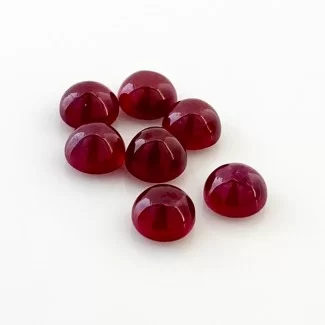 12.15 Cts. Ruby 6mm Smooth Round Shape AA Grade Cabochons Parcel - Total 7 Pcs.