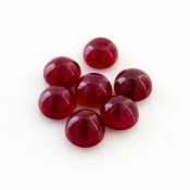 12.15 Cts. Ruby 6mm Smooth Round Shape AA Grade Cabochons Parcel - Total 7 Pcs.
