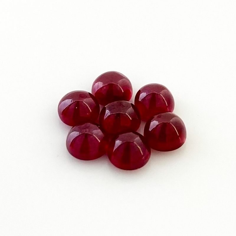 12.15 Cts. Ruby 6mm Smooth Round Shape AA Grade Cabochons Parcel - Total 7 Pcs.