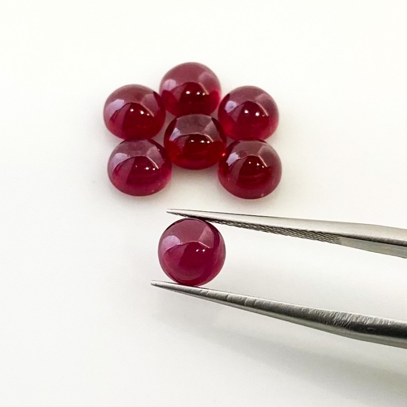12.15 Cts. Ruby 6mm Smooth Round Shape AA Grade Cabochons Parcel - Total 7 Pcs.