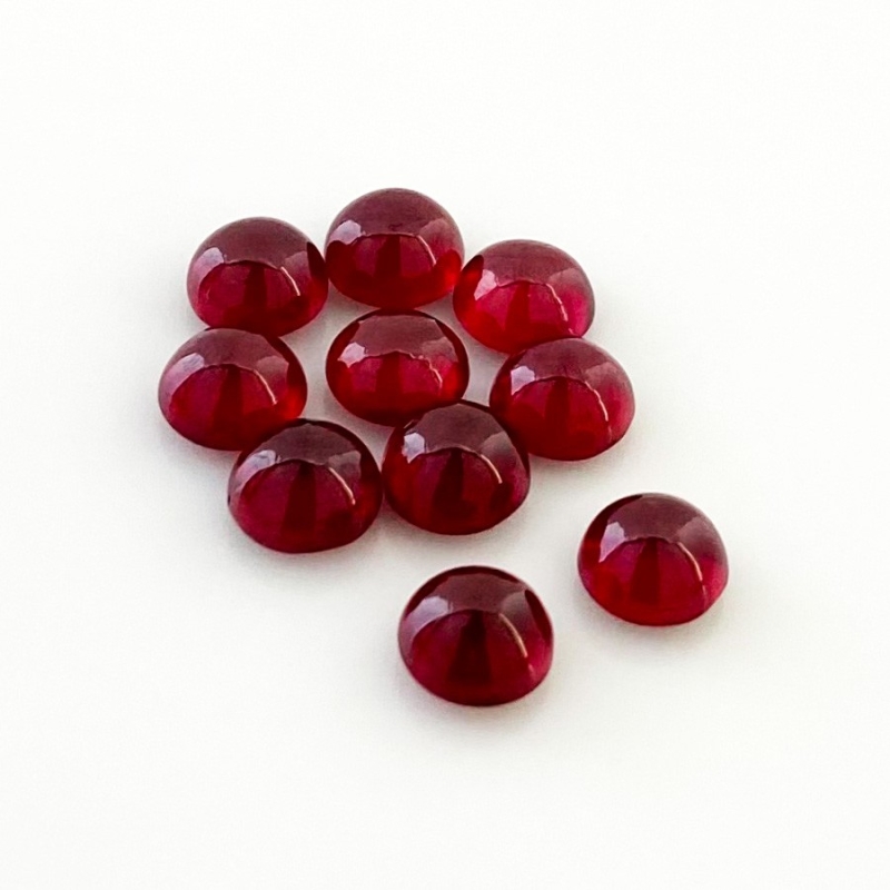 18.30 Cts. Ruby 6.5mm Smooth Round Shape AA Grade Cabochons Parcel - Total 10 Pcs.