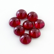 17.55 Cts. Ruby 7-7.5mm Smooth Round Shape AA Grade Cabochons Parcel - Total 8 Pcs.