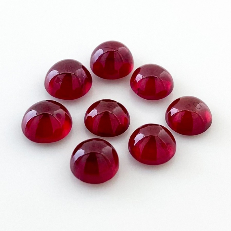 17.55 Cts. Ruby 7-7.5mm Smooth Round Shape AA Grade Cabochons Parcel - Total 8 Pcs.