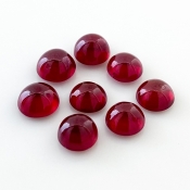 17.55 Cts. Ruby 7-7.5mm Smooth Round Shape AA Grade Cabochons Parcel - Total 8 Pcs.