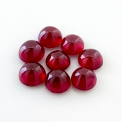 17.55 Cts. Ruby 7-7.5mm Smooth Round Shape AA Grade Cabochons Parcel - Total 8 Pcs.