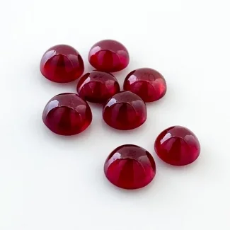 17.55 Cts. Ruby 7-7.5mm Smooth Round Shape AA Grade Cabochons Parcel - Total 8 Pcs.