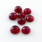 17.55 Cts. Ruby 7-7.5mm Smooth Round Shape AA Grade Cabochons Parcel - Total 8 Pcs.