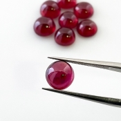 17.55 Cts. Ruby 7-7.5mm Smooth Round Shape AA Grade Cabochons Parcel - Total 8 Pcs.