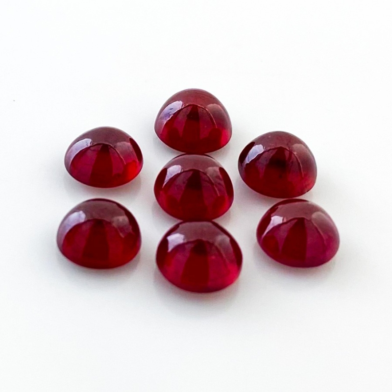 15 Cts. Ruby 7mm Smooth Round Shape AA Grade Cabochons Parcel - Total 7 Pcs.