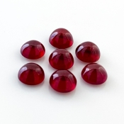 15 Cts. Ruby 7mm Smooth Round Shape AA Grade Cabochons Parcel - Total 7 Pcs.