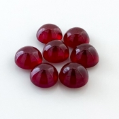 15 Cts. Ruby 7mm Smooth Round Shape AA Grade Cabochons Parcel - Total 7 Pcs.