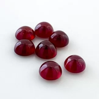15 Cts. Ruby 7mm Smooth Round Shape AA Grade Cabochons Parcel - Total 7 Pcs.